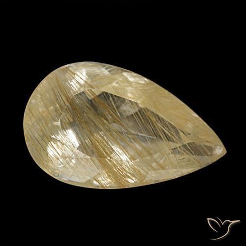 Topacio rutilado amarillo natural de 1,92 ct, en forma de pera, transparente