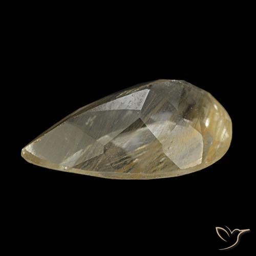 Topacio rutilado amarillo natural de 1,92 ct, en forma de pera, transparente