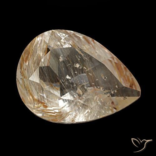 Topacio rutilado marrón natural de 2,80 ct, en forma de pera, transparente