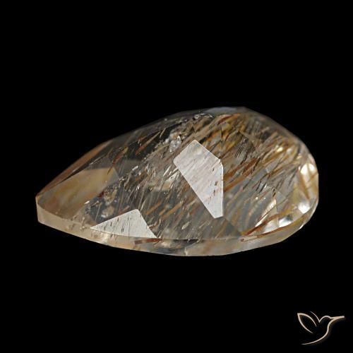 Topacio rutilado marrón natural de 2,80 ct, en forma de pera, transparente