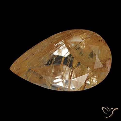 Topacio rutilado marrón natural de 3,47 ct, en forma de pera, transparente