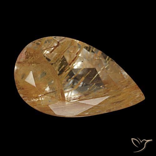 Topacio rutilado marrón natural de 3,47 ct, en forma de pera, transparente