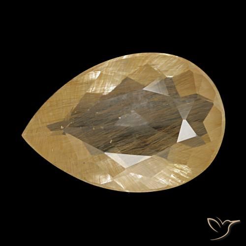 Topacio rutilado marrón natural de 2,89 ct, en forma de pera, transparente