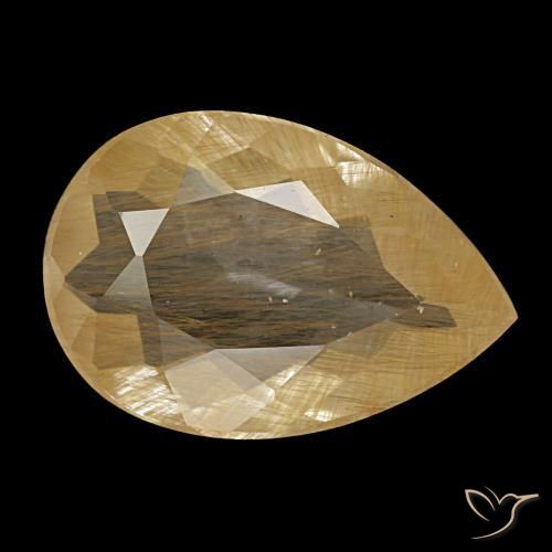 Topacio rutilado marrón natural de 2,89 ct, en forma de pera, transparente