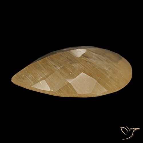 Topacio rutilado marrón natural de 2,89 ct, en forma de pera, transparente