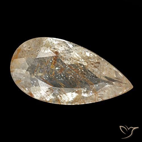 Topacio rutilado marrón natural de 1,95 ct, en forma de pera, transparente