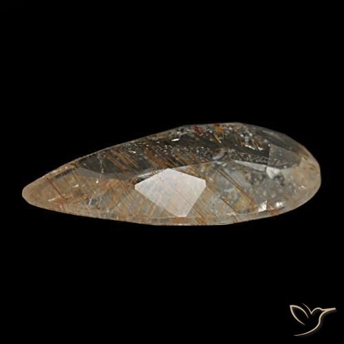 Topacio rutilado marrón natural de 1,95 ct, en forma de pera, transparente