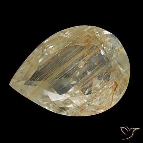 Topacio rutilado amarillo de 3,19 ct, en forma de pera, transparente