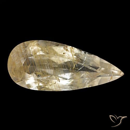 Topacio rutilado amarillo de 4,48 ct, en forma de pera, transparente