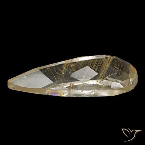 Topacio rutilado amarillo natural de 4,48 ct, en forma de pera, transparente