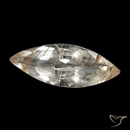 Topacio rutilado amarillo natural de 1,40 ct, marquesa, transparente