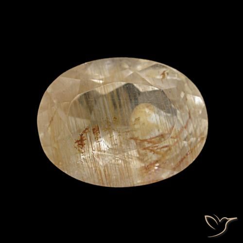 Topacio rutilado marrón-dorado muy claro natural de 2,09 ct, corte óvalo, transparente