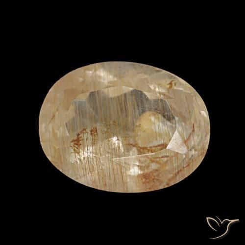 Topacio rutilado marrón-dorado muy claro natural de 2,09 ct, corte óvalo, transparente