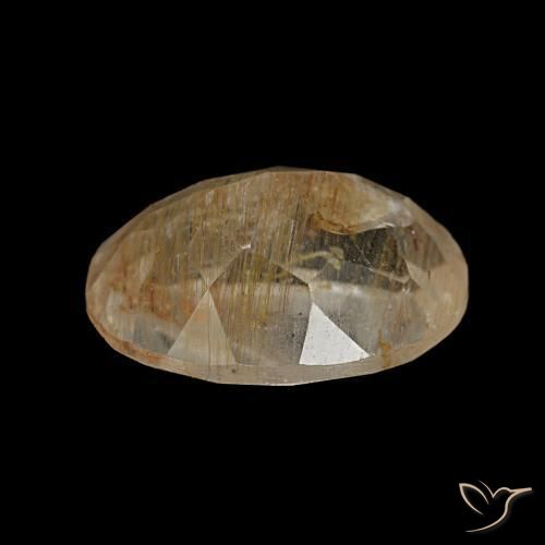 Topacio rutilado marrón-dorado muy claro natural de 2,09 ct, corte óvalo, transparente