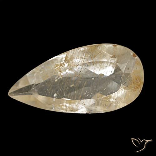 Topacio rutilado amarillo natural de 2,67 ct, en forma de pera, transparente