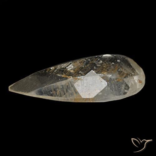 Topacio rutilado amarillo natural de 2,67 ct, en forma de pera, transparente