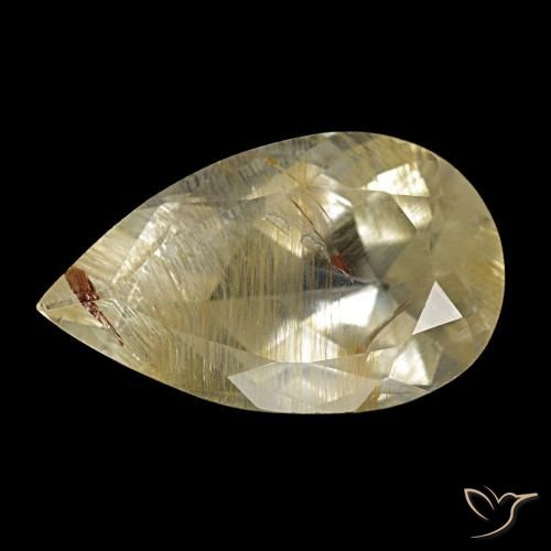 Topacio rutilado amarillo de 4,06 ct, en forma de pera, transparente