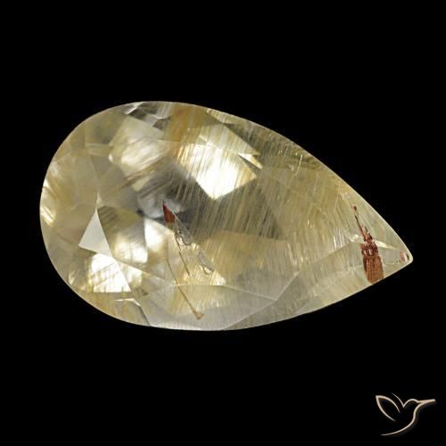 Topacio rutilado amarillo natural de 4,06 ct, en forma de pera, transparente