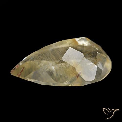Topacio rutilado amarillo natural de 4,06 ct, en forma de pera, transparente