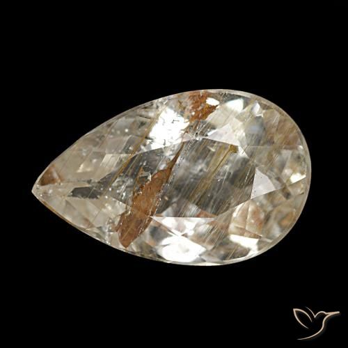 Topacio rutilado claro y bronce dorado natural de 2,60 ct, en forma de pera, transparente