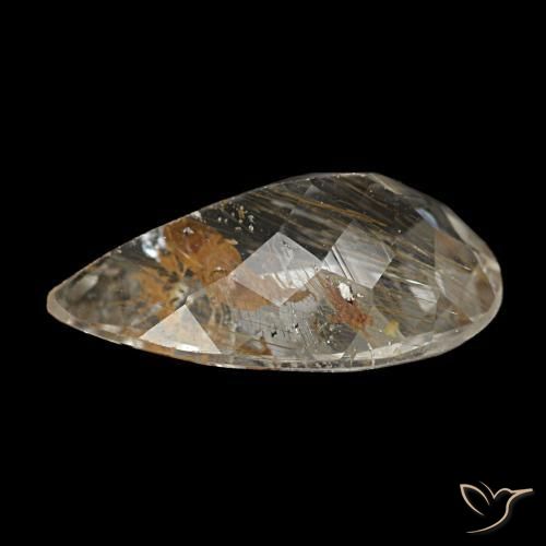 Topacio rutilado claro y bronce dorado natural de 2,60 ct, en forma de pera, transparente