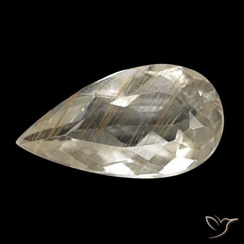 Topacio rutilado amarillo de 3,48 ct, en forma de pera, transparente