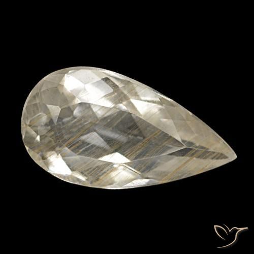Topacio rutilado amarillo natural de 3,48 ct, en forma de pera, transparente