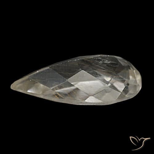 Topacio rutilado amarillo natural de 3,48 ct, en forma de pera, transparente