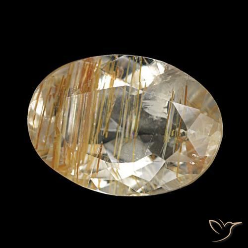 Topacio rutilado marrón-dorado muy claro natural de 2,74 ct, corte óvalo, transparente