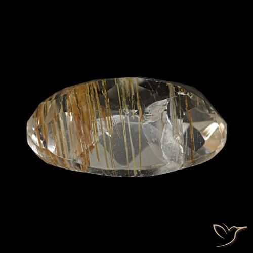 Topacio rutilado marrón-dorado muy claro natural de 2,74 ct, corte óvalo, transparente