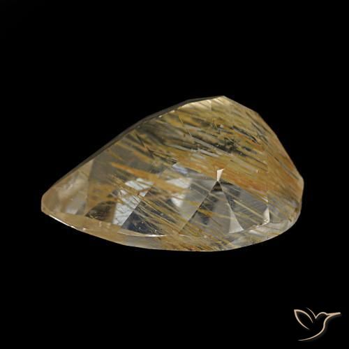 Topacio rutilado amarillo natural de 2,18 ct, en forma de pera, transparente