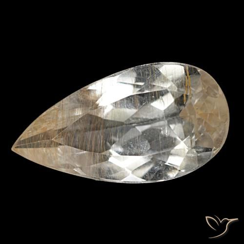 Topacio rutilado amarillo natural de 3,33 ct, en forma de pera, transparente
