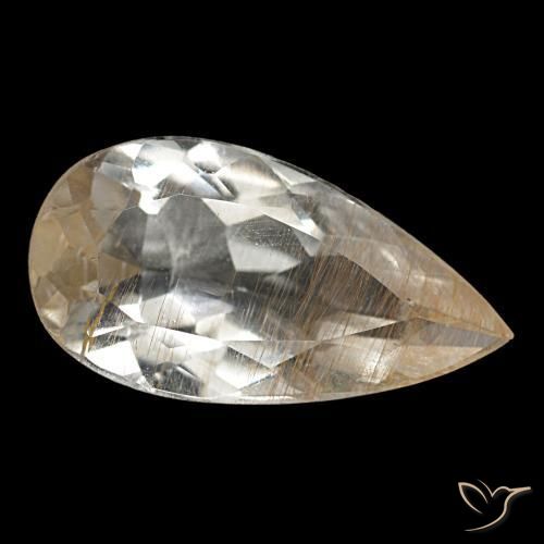 Topacio rutilado amarillo natural de 3,33 ct, en forma de pera, transparente