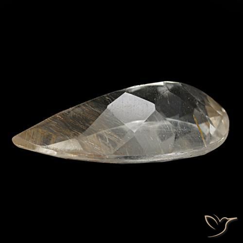 Topacio rutilado amarillo natural de 3,33 ct, en forma de pera, transparente