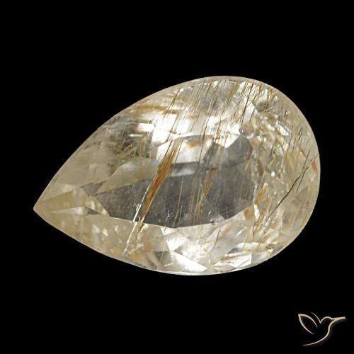 Topacio rutilado amarillo natural de 2,28 ct, en forma de pera, transparente