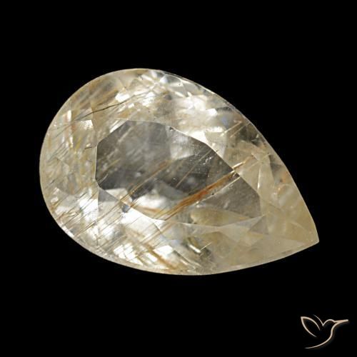 Topacio rutilado amarillo natural de 2,28 ct, en forma de pera, transparente