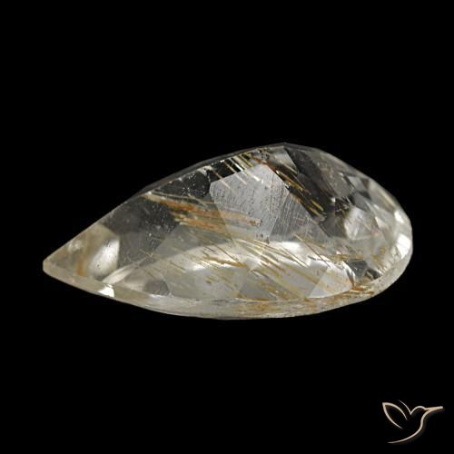Topacio rutilado amarillo natural de 2,28 ct, en forma de pera, transparente