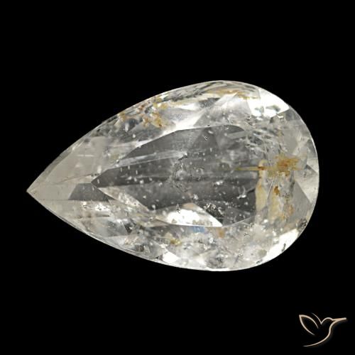 Topacio rutilado amarillo de 2,87 ct, en forma de pera, opaco