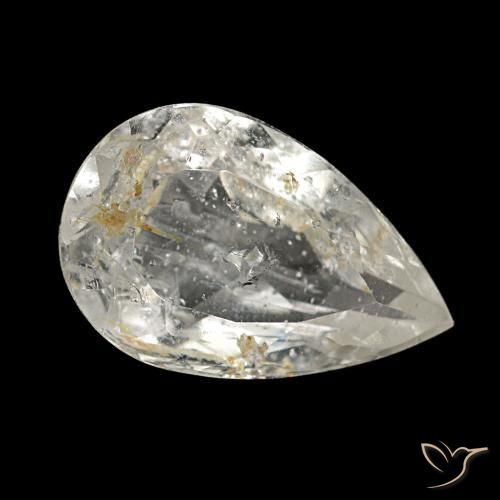 Topacio rutilado amarillo natural de 2,87 ct, en forma de pera, opaco