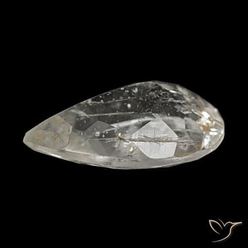 Topacio rutilado amarillo natural de 2,87 ct, en forma de pera, opaco