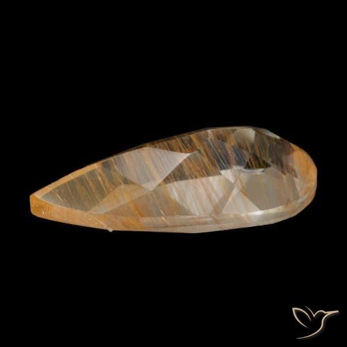 Topacio rutilado marrón natural de 2,91 ct, en forma de pera, transparente