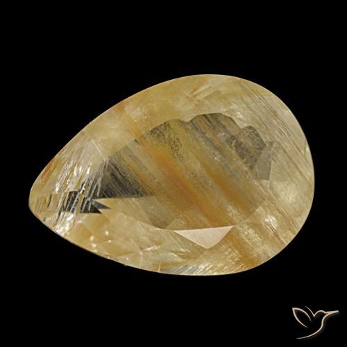 Topacio rutilo Medium Light-Brown natural de 6.92 ct, En forma de pera, Transparente