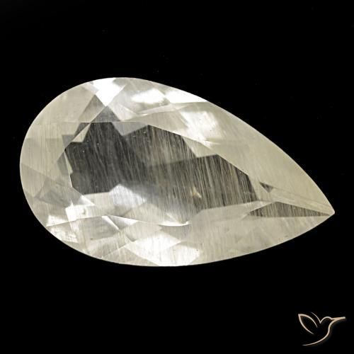 Topacio rutilado amarillo natural de 9,15 ct, en forma de pera, transparente