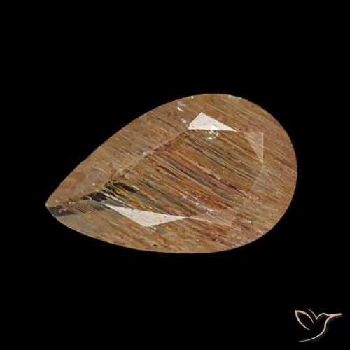 Topacio rutilado marrón de 1,15 ct, en forma de pera, transparente