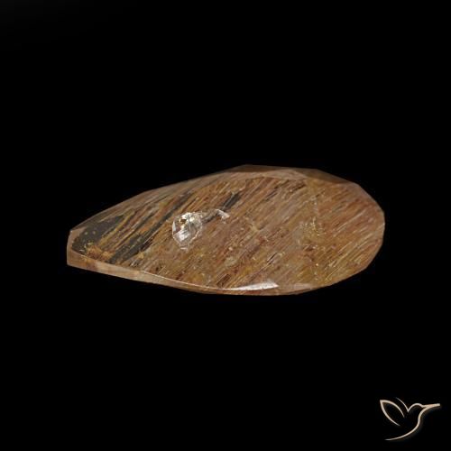 Topacio rutilado marrón natural de 1,15 ct, en forma de pera, transparente