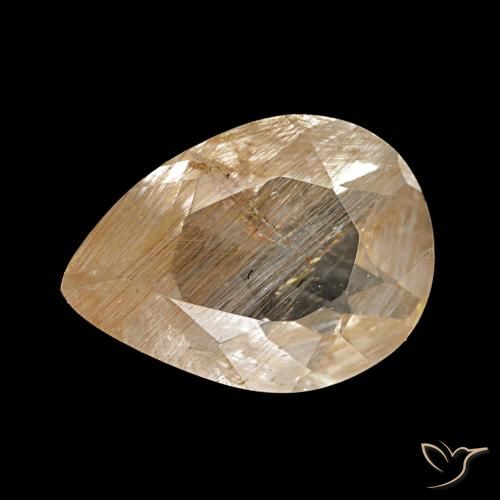 Topacio rutilado marrón de 2,07 ct, en forma de pera, transparente