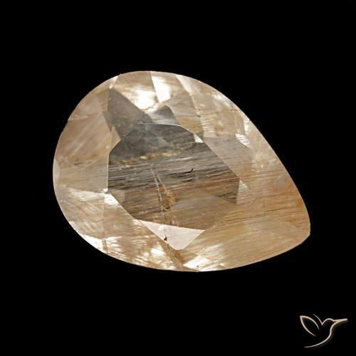 Topacio rutilado marrón natural de 2,07 ct, en forma de pera, transparente