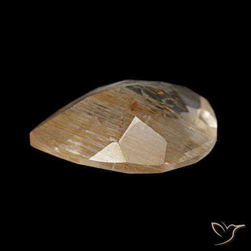 Topacio rutilado marrón natural de 2,07 ct, en forma de pera, transparente