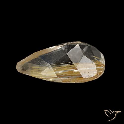 Topacio rutilado amarillo natural de 1,41 ct, en forma de pera, transparente