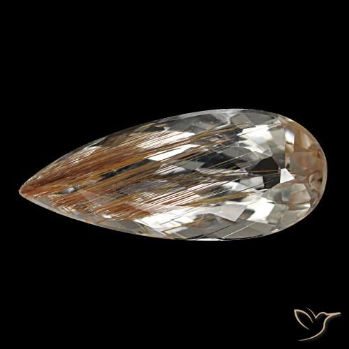 Topacio rutilado marrón de 5,48 ct, en forma de pera, transparente